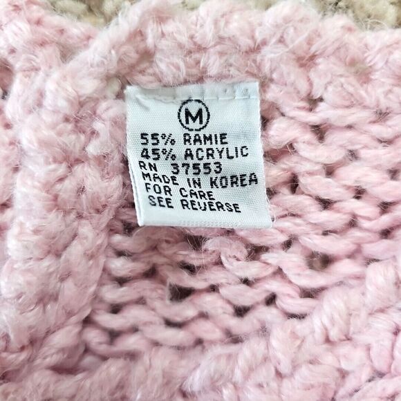 Vintage Pink Chunky Knit Sweater Vest 3D Knit Argyle 80s Pastel Fairy Kei Preppy - Picture 7 of 16